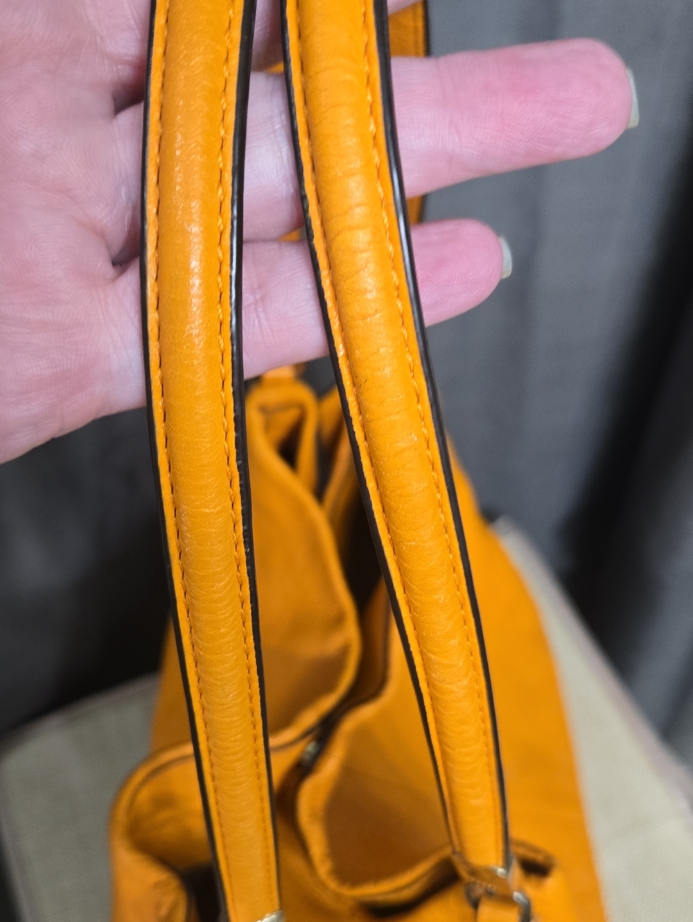 Coach Edie Orange Pebbled Leather Shoulder Bag - Picture 12 of 13